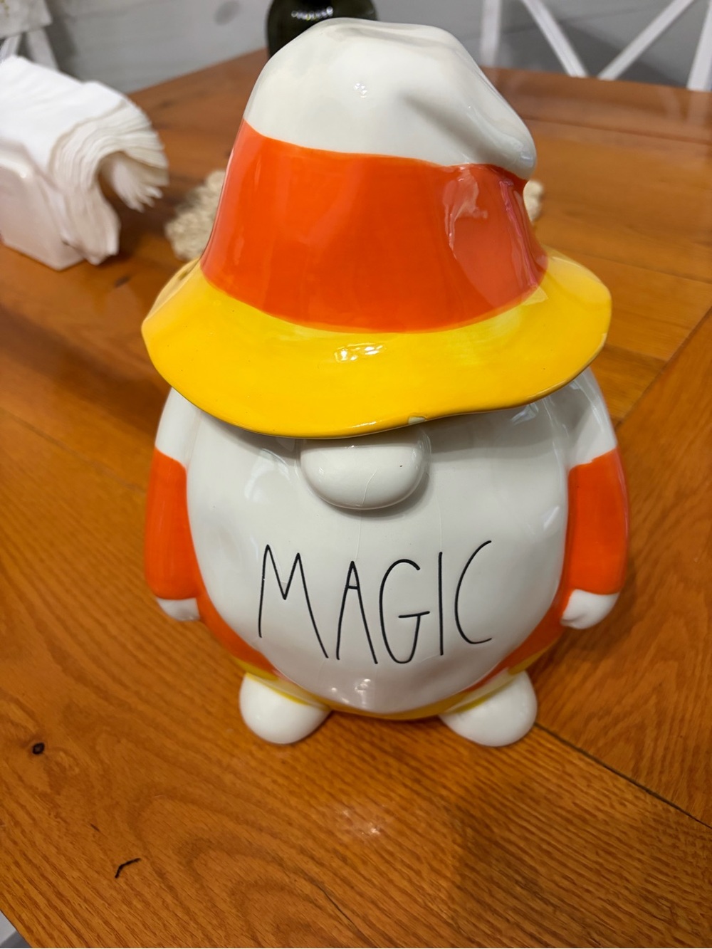 Rae Dunn MAGIC' Gnome Cookie Jar - Candy Corn canister